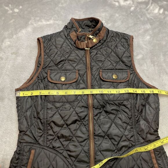 Banana Republic Quilted Field Vest Womens S Black Quilted Full-Zip Equestrian - Picture 9 of 10